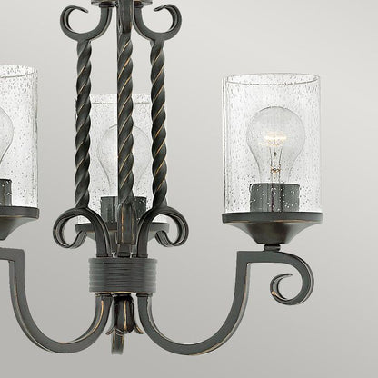 Hinkley Casa 3-Light Olde Glass Black Chandelier