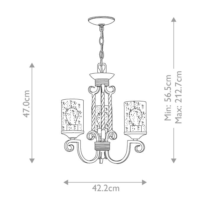 Hinkley Casa 3-Light Olde Glass Black Chandelier