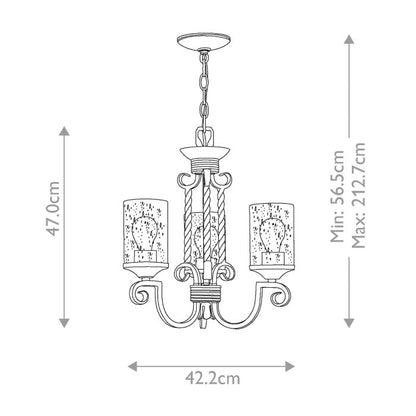 Hinkley Casa 3-Light Olde Glass Black Chandelier