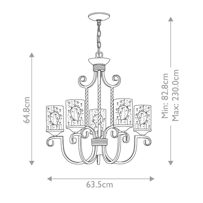 Hinkley Casa 5-Light Olde Black Glass Chandelier