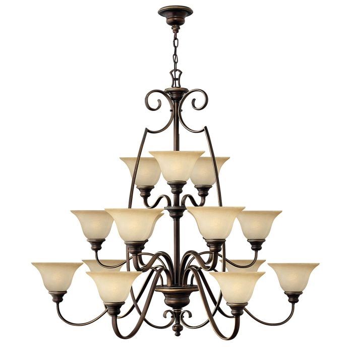 Hinkley Cello 15-Light Antique Bronze Glass Chandelier
