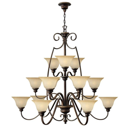 Hinkley Cello 15-Light Antique Bronze Glass Chandelier