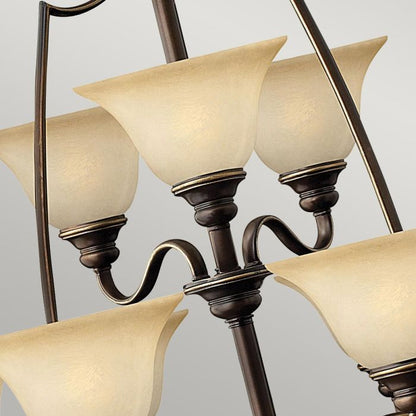Hinkley Cello 15-Light Antique Bronze Glass Chandelier