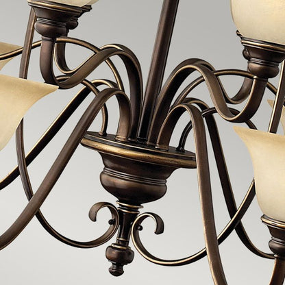 Hinkley Cello 15-Light Antique Bronze Glass Chandelier