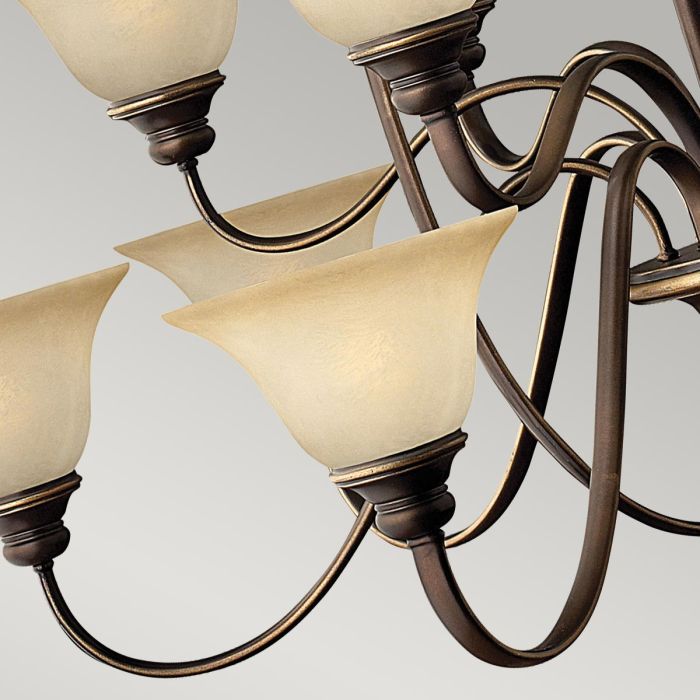 Hinkley Cello 15-Light Antique Bronze Glass Chandelier