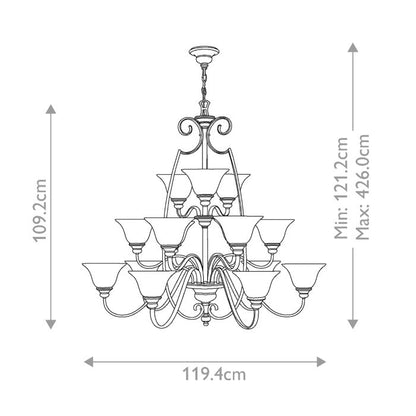 Hinkley Cello 15-Light Antique Bronze Glass Chandelier