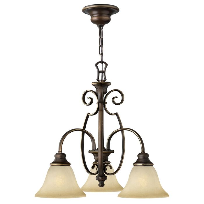 Hinkley Cello 3-Light Antique Bronze Glass Chandelier