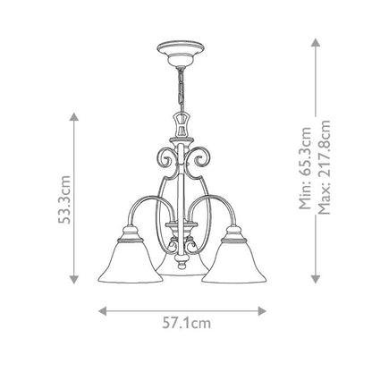 Hinkley Cello 3-Light Antique Bronze Glass Chandelier