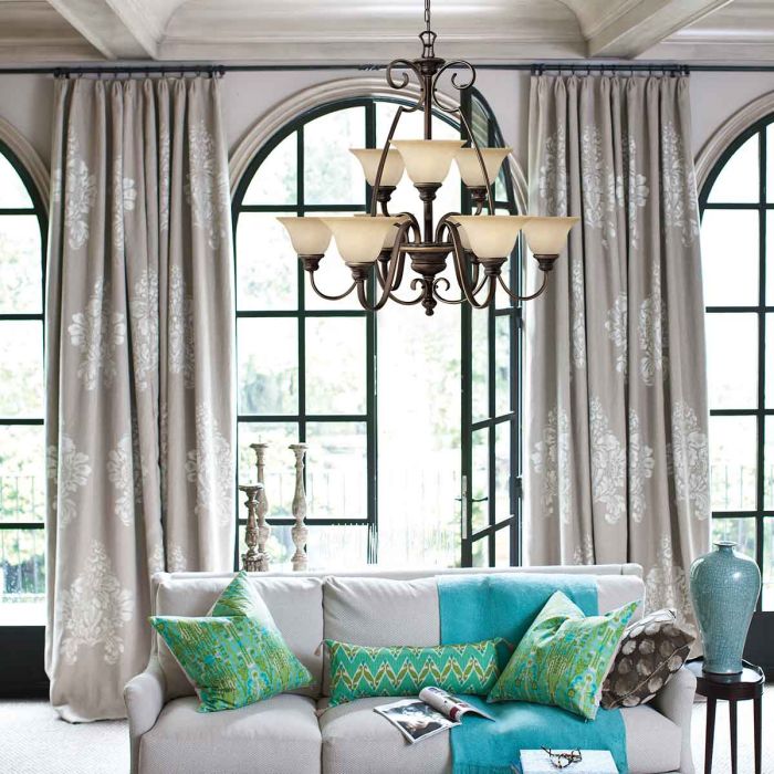 Hinkley Cello 6-Light Antique Bronze Glass Chandelier