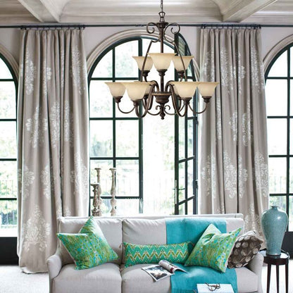 Hinkley Cello 6-Light Antique Bronze Glass Chandelier