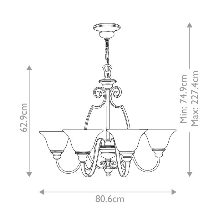Hinkley Cello 6-Light Antique Bronze Glass Chandelier