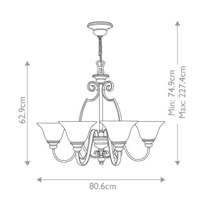 Hinkley Cello 6-Light Antique Bronze Glass Chandelier