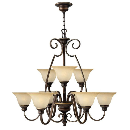 Hinkley Cello 9-Light Antique Bronze Glass Chandelier