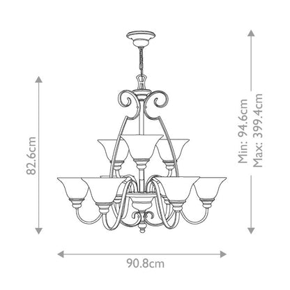 Hinkley Cello 9-Light Antique Bronze Glass Chandelier
