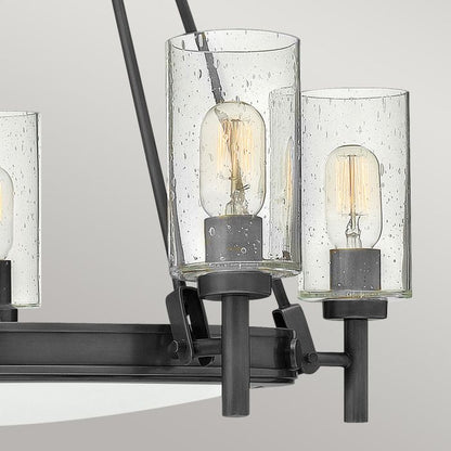 Hinkley Collier 5-Light Black Oxide Modern Chandelier with Clear Seeded and Off-White Glass