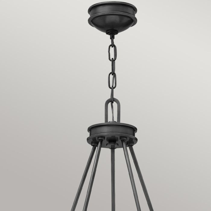 Hinkley Collier 5-Light Black Oxide Modern Chandelier with Clear Seeded and Off-White Glass