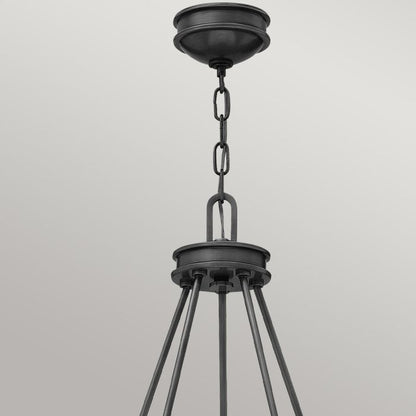 Hinkley Collier 5-Light Black Oxide Modern Chandelier with Clear Seeded and Off-White Glass