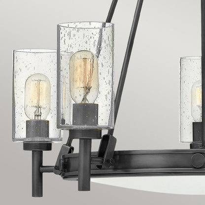 Hinkley Collier 5-Light Black Oxide Modern Chandelier with Clear Seeded and Off-White Glass