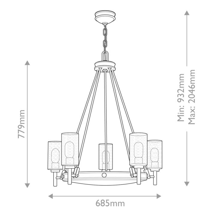 Hinkley Collier 5-Light Black Oxide Modern Chandelier with Clear Seeded and Off-White Glass