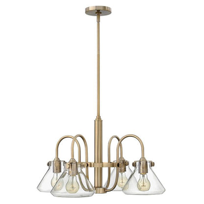 Hinkley Congress 4-Light Clear Glass Brushed Caramel Industrial Chandelier
