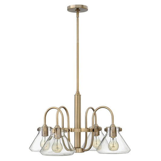 Hinkley Congress 4-Light Clear Glass Brushed Caramel Industrial Chandelier