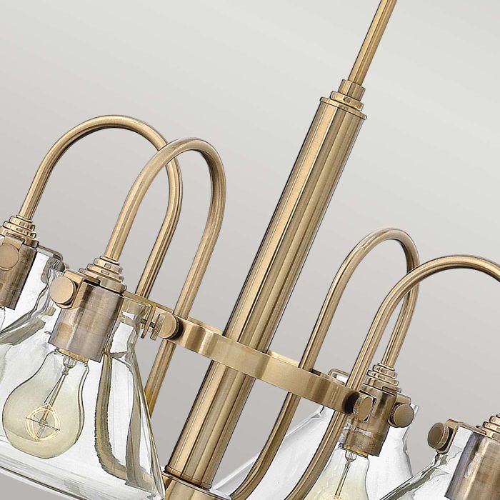 Hinkley Congress 4-Light Clear Glass Brushed Caramel Industrial Chandelier