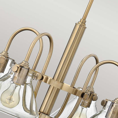 Hinkley Congress 4-Light Clear Glass Brushed Caramel Industrial Chandelier