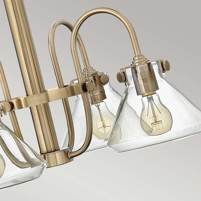 Hinkley Congress 4-Light Clear Glass Brushed Caramel Industrial Chandelier
