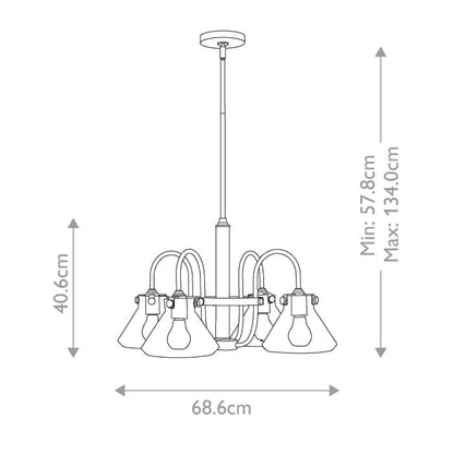 Hinkley Congress 4-Light Clear Glass Brushed Caramel Industrial Chandelier