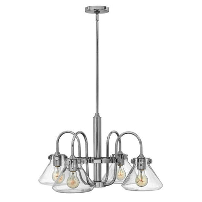 Hinkley Congress 4-Light Clear Glass Chrome Industrial Chandelier