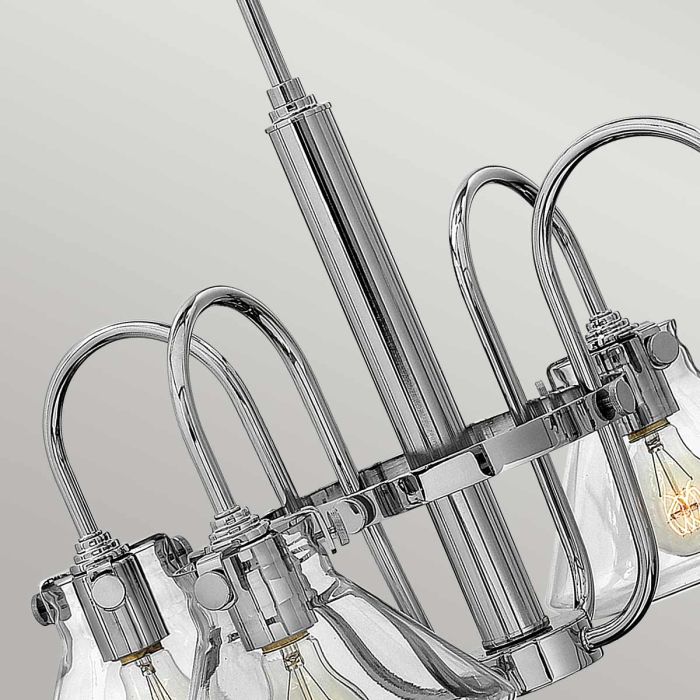 Hinkley Congress 4-Light Clear Glass Chrome Industrial Chandelier