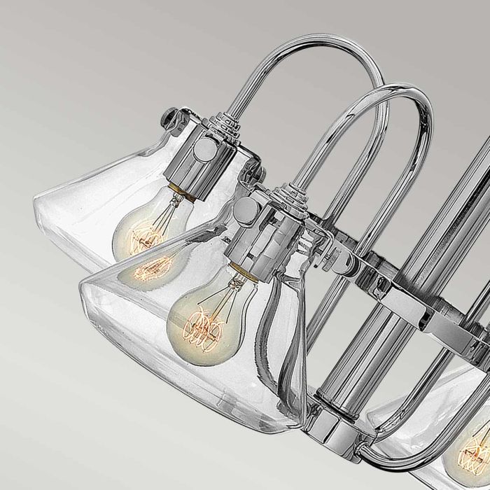 Hinkley Congress 4-Light Clear Glass Chrome Industrial Chandelier