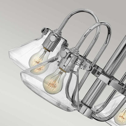 Hinkley Congress 4-Light Clear Glass Chrome Industrial Chandelier