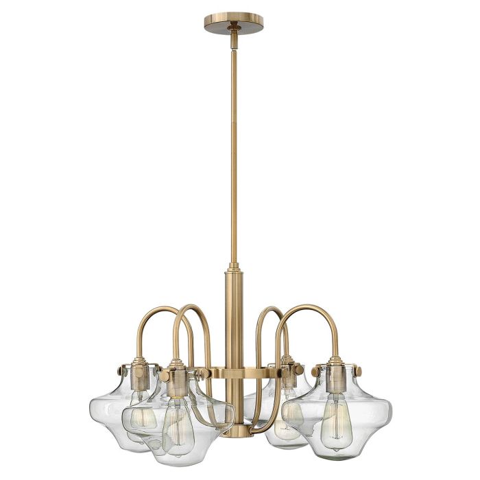 Hinkley Congress 4-Light Clear Tiered Glass Brushed Caramel Industrial Chandelier