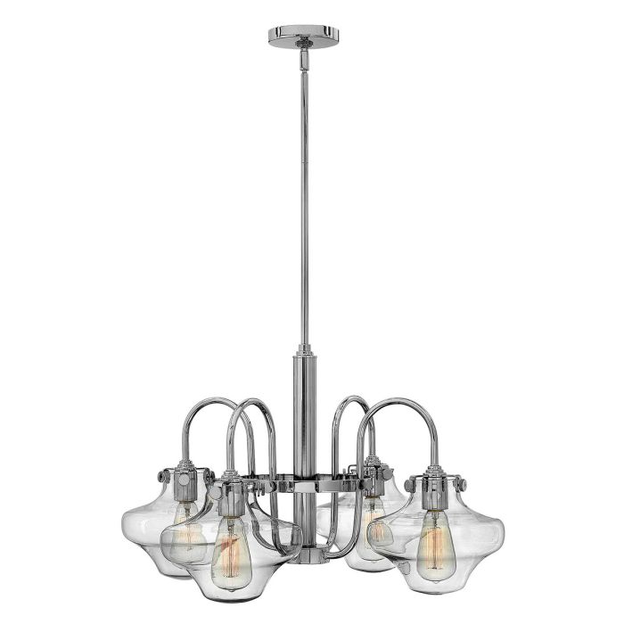 Hinkley Congress 4-Light Clear Tiered Glass Chrome Industrial Chandelier