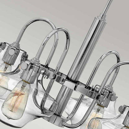 Hinkley Congress 4-Light Clear Tiered Glass Chrome Industrial Chandelier
