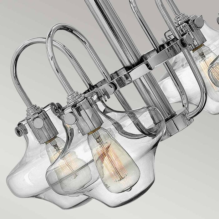Hinkley Congress 4-Light Clear Tiered Glass Chrome Industrial Chandelier