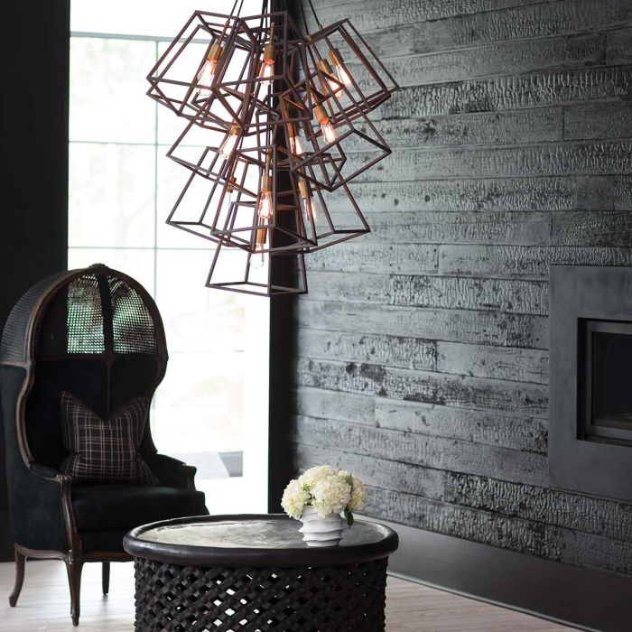 Hinkley Fulton 13-Light Bronze and Brass Large Foyer Cage Chandelier