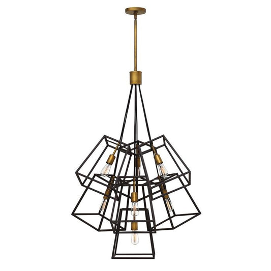 Hinkley Fulton 7-Light Bronze and Brass Cage Chandelier