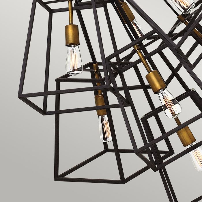 Hinkley Fulton 7-Light Bronze and Brass Cage Chandelier