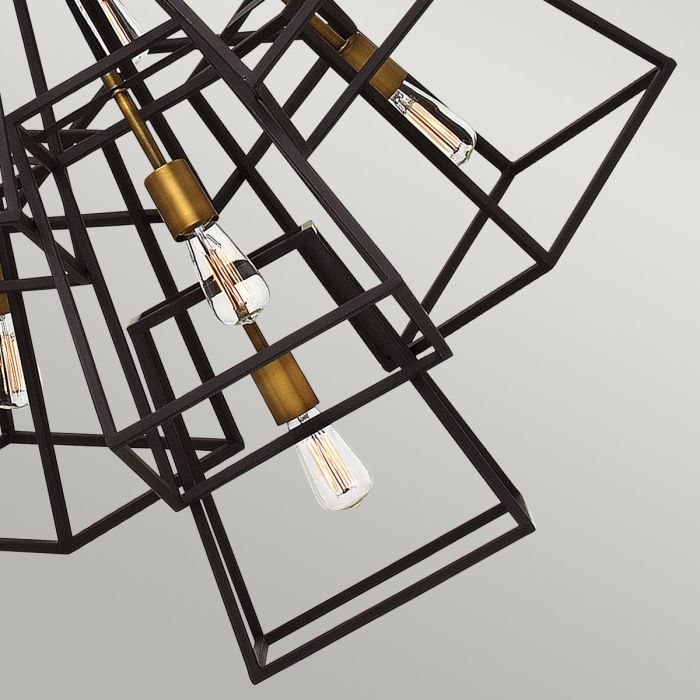 Hinkley Fulton 7-Light Bronze and Brass Cage Chandelier