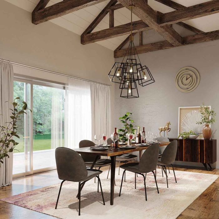 Hinkley Fulton 7-Light Bronze and Brass Cage Chandelier
