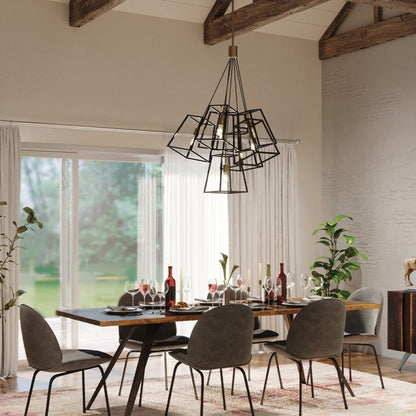 Hinkley Fulton 7-Light Bronze and Brass Cage Chandelier