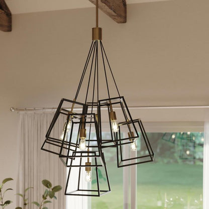 Hinkley Fulton 7-Light Bronze and Brass Cage Chandelier