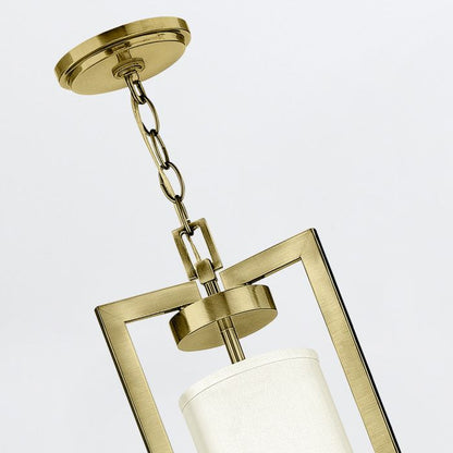 Hinkley Hampton 4-Light Brushed Brass Modern Chandelier with White Linen Shades
