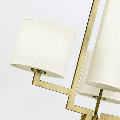 Hinkley Hampton 4-Light Brushed Brass Modern Chandelier with White Linen Shades