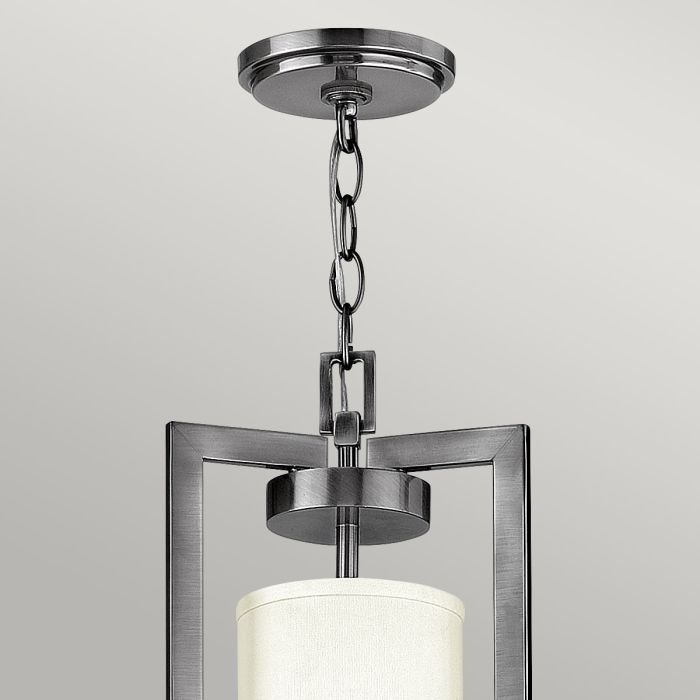 Hinkley Hampton 4-Light Antique Nickel Modern Chandelier with Ivory Shades