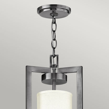 Hinkley Hampton 4-Light Antique Nickel Modern Chandelier with Ivory Shades