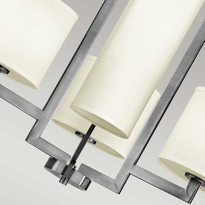 Hinkley Hampton 4-Light Antique Nickel Modern Chandelier with Ivory Shades