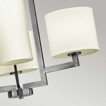Hinkley Hampton 4-Light Antique Nickel Modern Chandelier with Ivory Shades